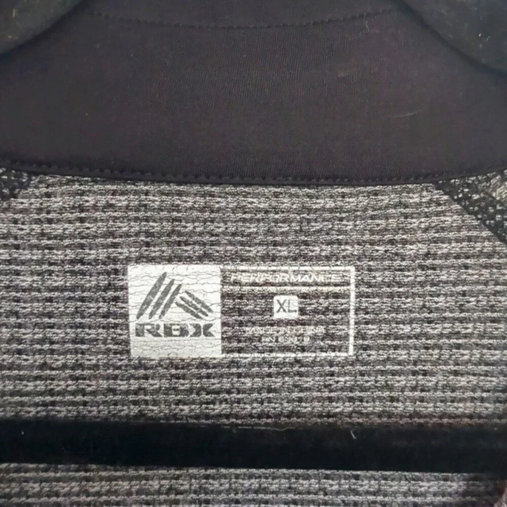 RBX Quarter Zip athletic knit top heathered black gray thumb holes XL